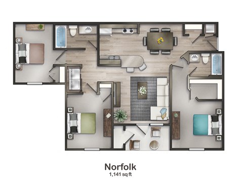 Norfolk Floorplan at Union at Cooper Hill Apartments in Irondale, AL